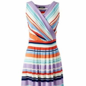 Lands End Fit and Flare Dress Eggshell White